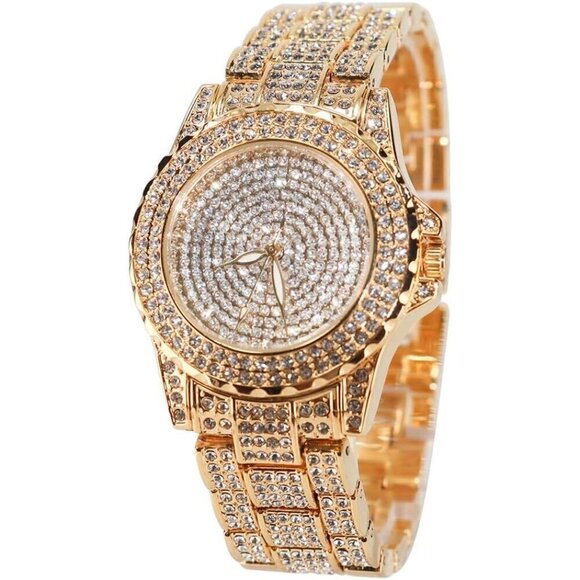 ?Smalody Watches Women Gold Round Luxury Crystal Rhinestone Diamond Steel Watch main image 6